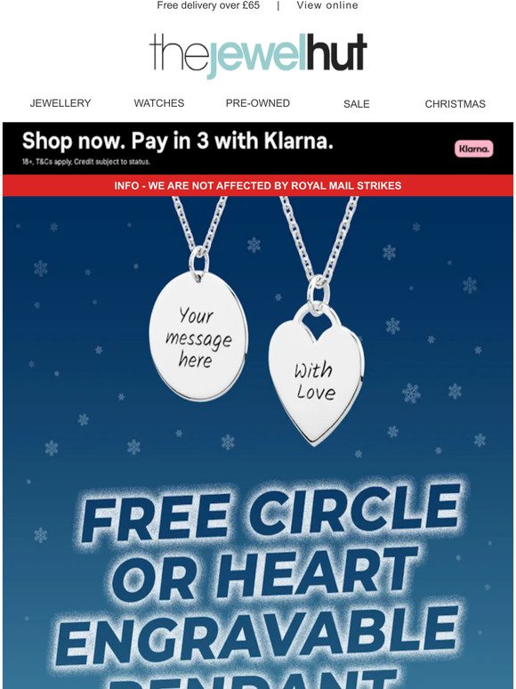 FREE Engravable Pendant When You Spend £99 Or More*! 🎁🎄