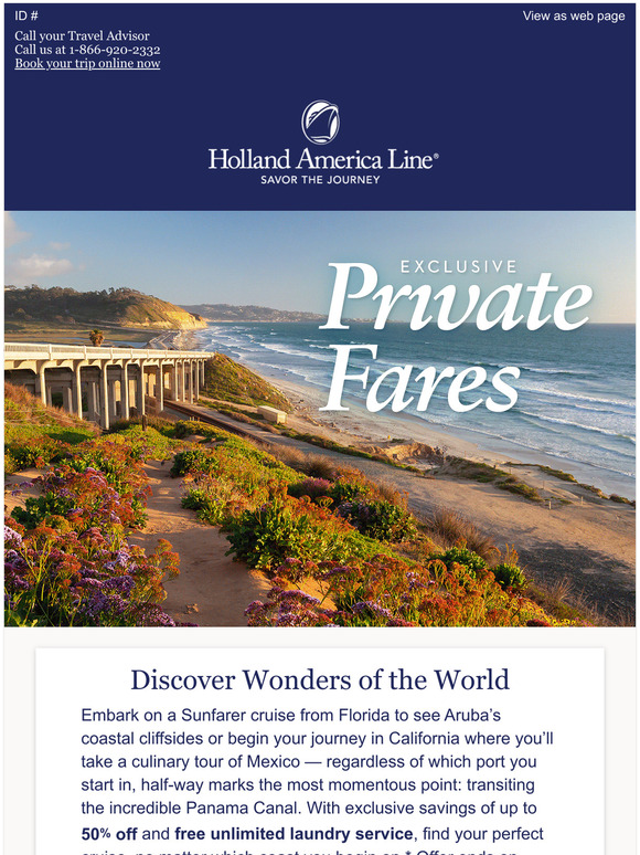 Holland America Line Limited Time Only Up to 50 off Caribbean