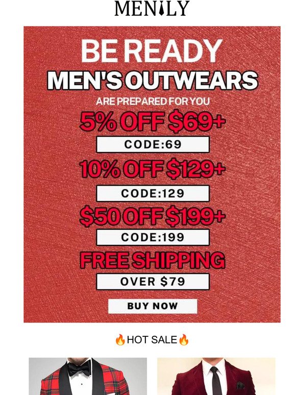 Be Ready!Men's Outwears are prepared for you