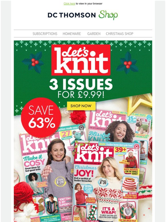 Christmas saver offer: 3 Let's Knit issues for only £9.99