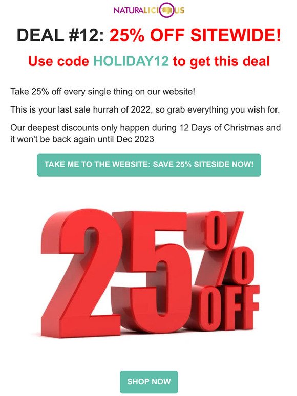 Day 12: 25% off SITEWIDE