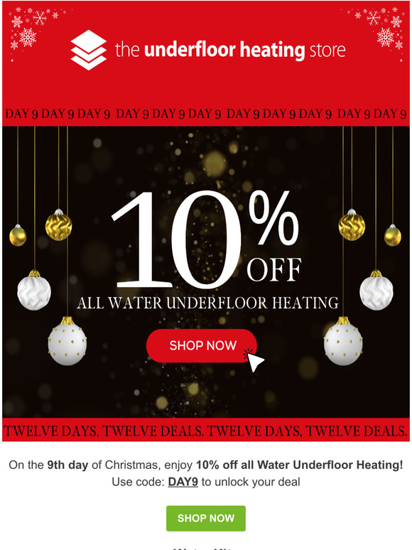 DAY 9 - 10% Off Water Underfloor Heating 😍