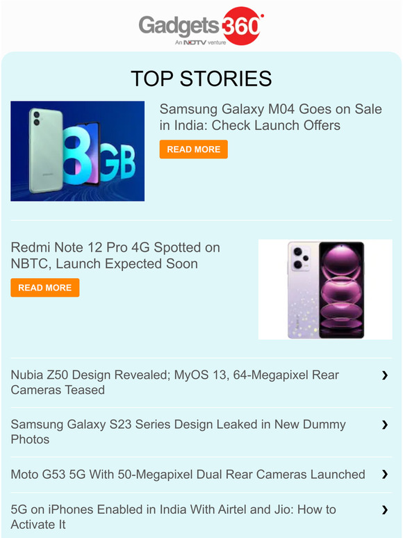 Gadgets 360 Newsletter: Samsung Galaxy M04 Goes on Sale in India: Check Launch Offers & more