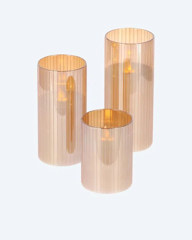 Glaskerzen mit LED-Flamme, 3tlg.