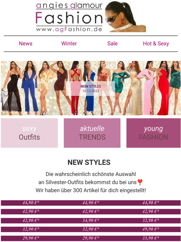 agFashion.de: Silvester-Outfits 🎆 - über 300 neue Artikel