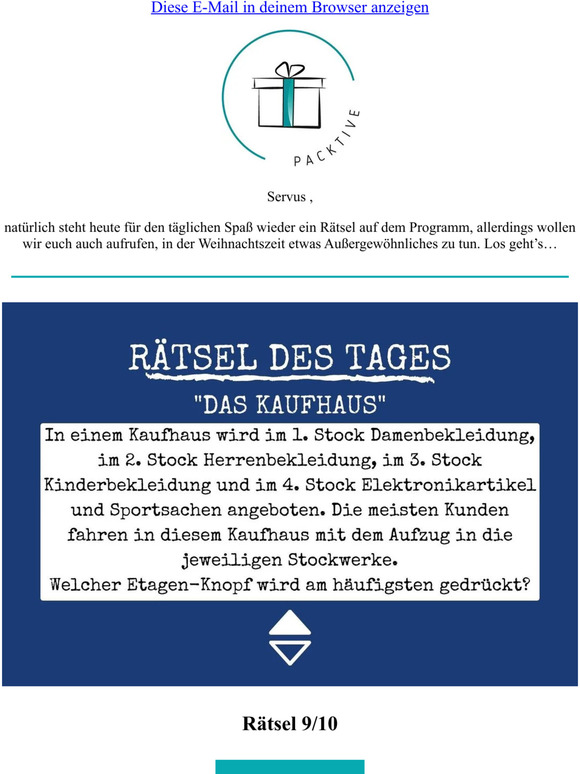 Rätsel 9/10 & ein Aufruf zur Überraschung 😁