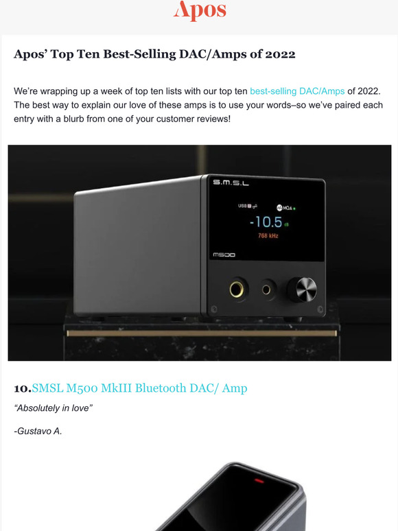 Apos Audio Apos’ Top Ten BestSelling DAC/Amps of 2022 Milled