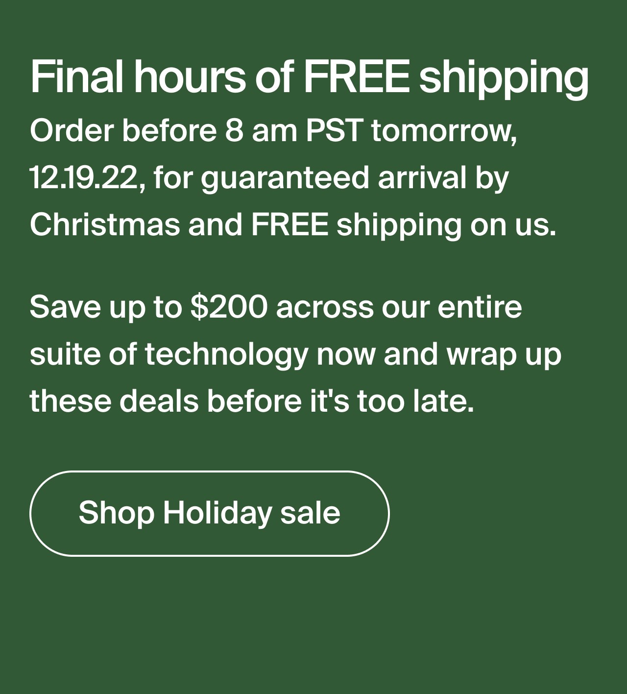 Shop Holiday sale