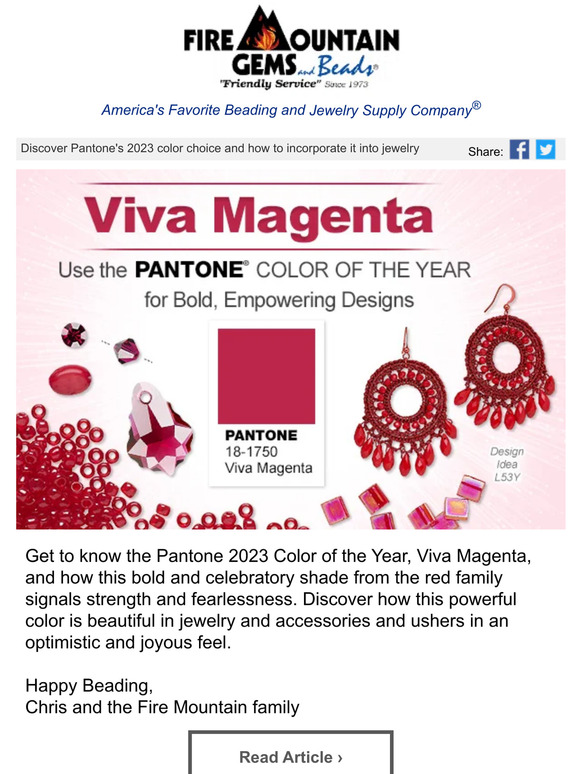 Fire Mountain Gems Say Hello to Viva Magenta, PANTONE's Color of the