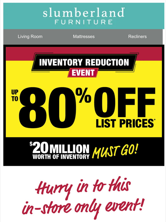 Slumberland Furniture 🚨 Yearend Inventory Reduction Event starts