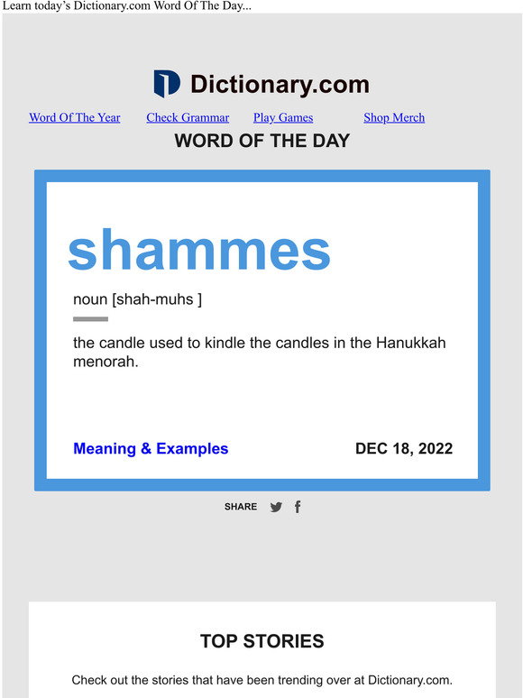 Word Sham Dictionary.com: shammes | Word of the Day | Milled