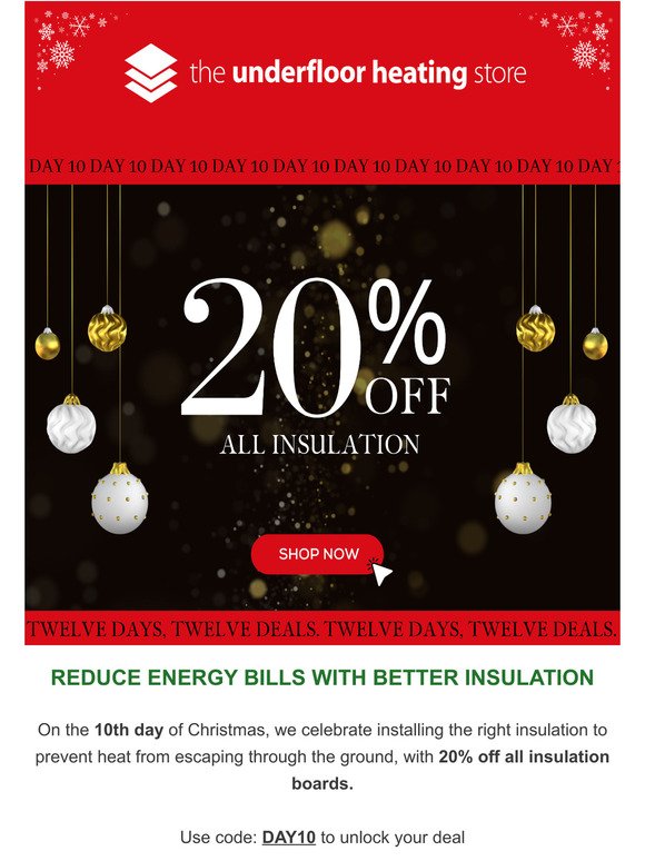 DAY 10 - 20% off all insulation
