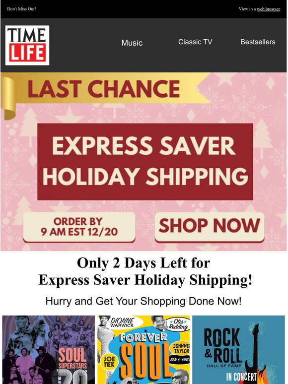 Only 2 Days Left for Express Saver Holiday Shipping!