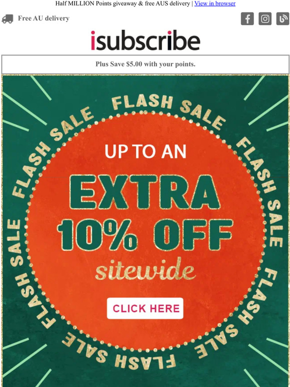Flash sale, up to an extra 10% off sitewide