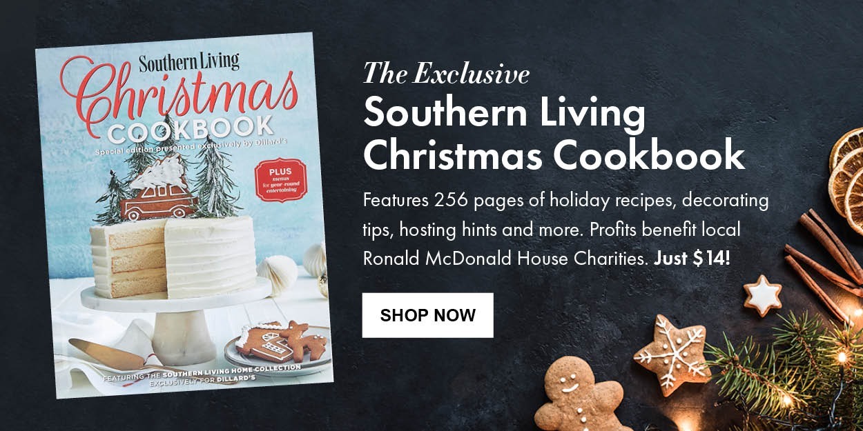 The exclusive 2022 Southern Living Christmas Cookbook features 256 pages of recipes, decorating tips and more. Benefits local Ronald House Charities®. Just $14.