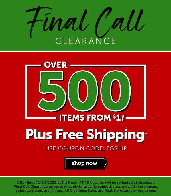 Feelgoodstore.com: Shop Final Call Clearance! All with FREE