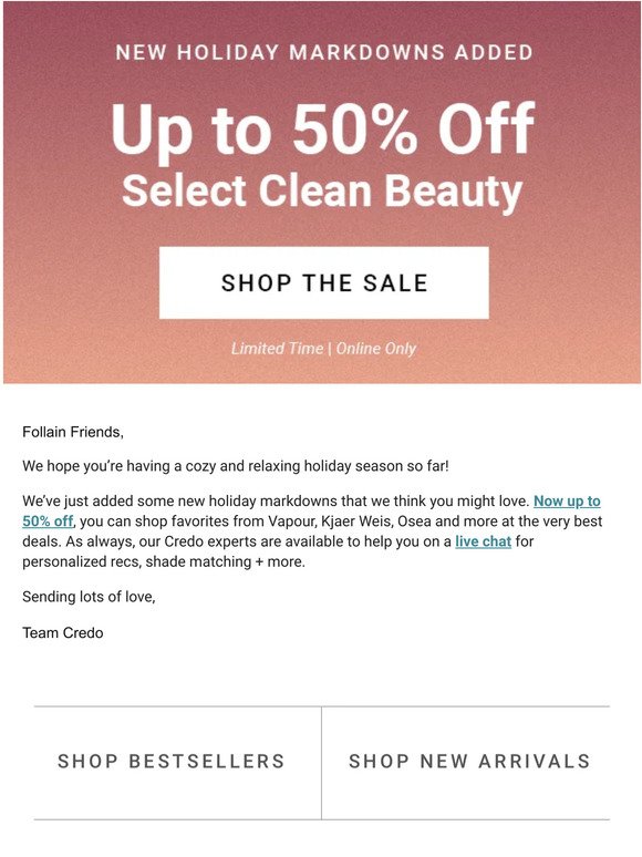 NEW Holiday Markdowns: up to 50% OFF