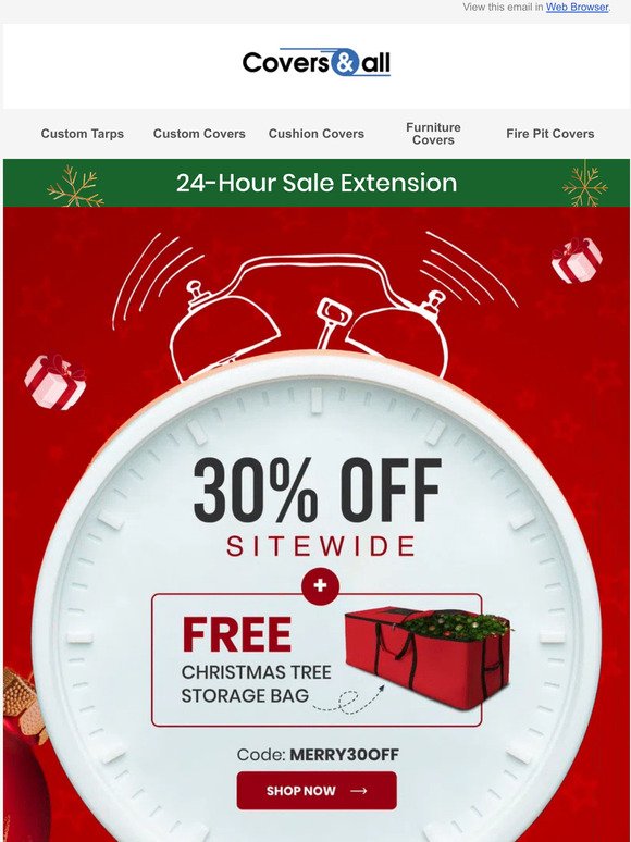 Extended for 24 Hours! 30% Off + Christmas Tree Storage Bag
