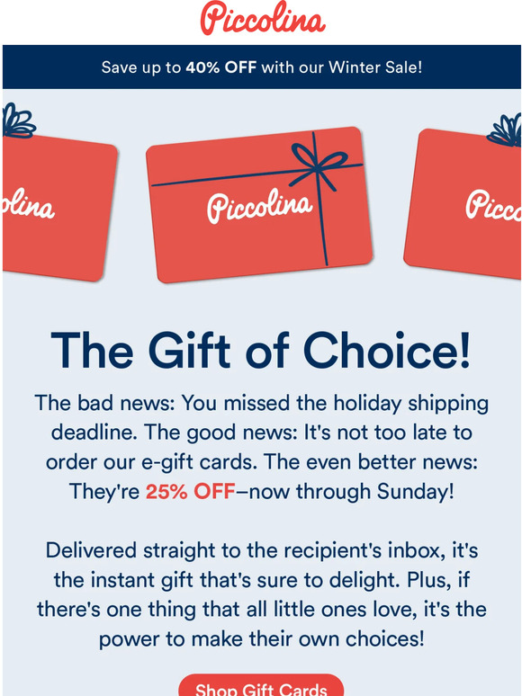 25% off gift cards!