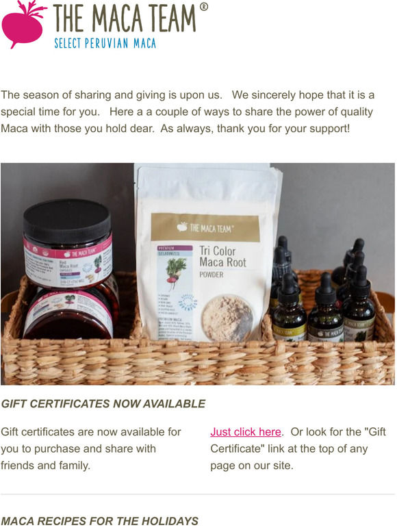 Gift Certificates + Holiday Recipes Inside