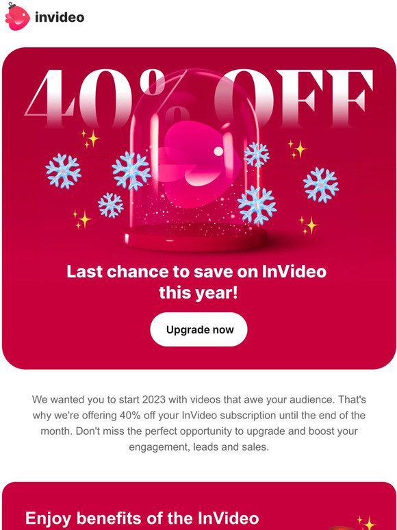 40% off all plans - last chance to save on InVideo this year