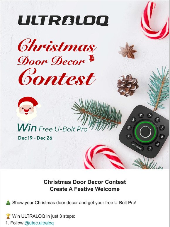 Join our Christmas door decorating contest  and Win Free ULTRALOQ