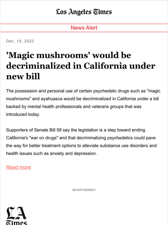 Los Angeles Times ‘Magic mushrooms’ would be decriminalized in