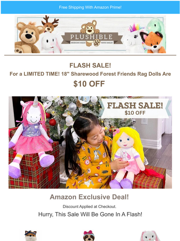 📣 $10 OFF 18" Rag Doll Flash Sale!  🐶 🐰 🐸