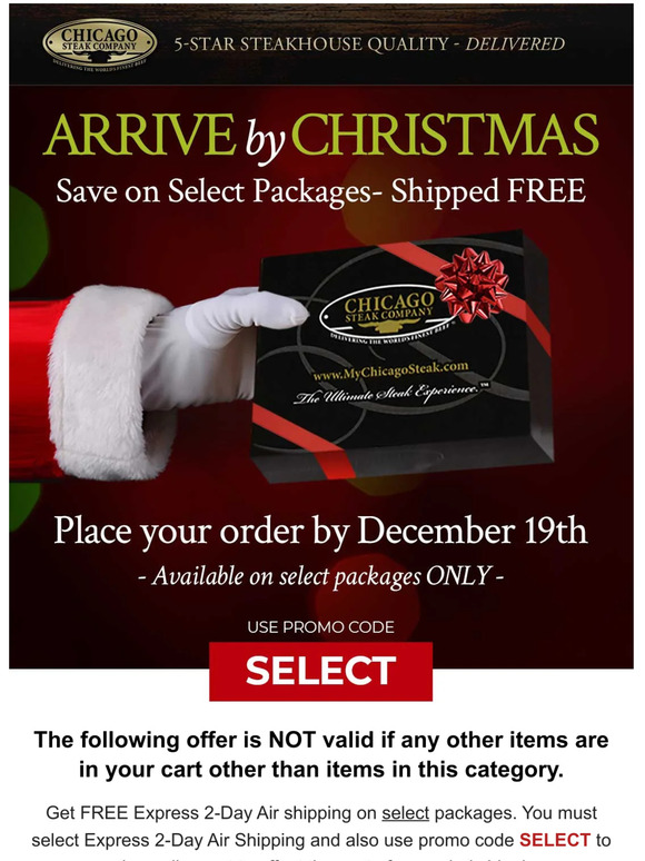 mychicagosteak Free 2Day Air Express shipping Order now for