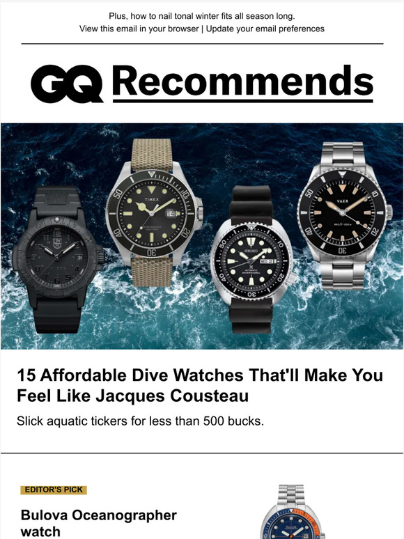 GQ magazine The 15 Best Dive Watches Under 500 That Look Great on