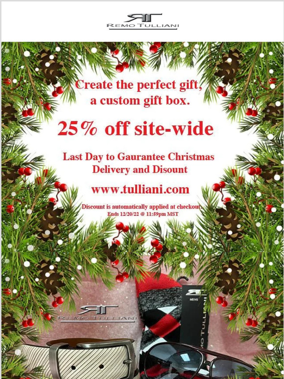 Final Day for Discount and Christmas Delivery