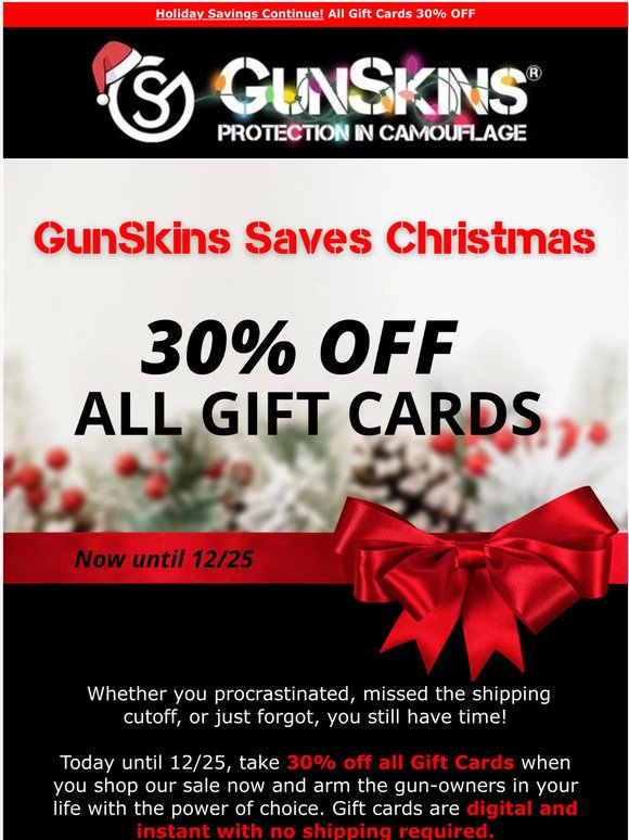 30% OFF ALL GIFT CARDS!