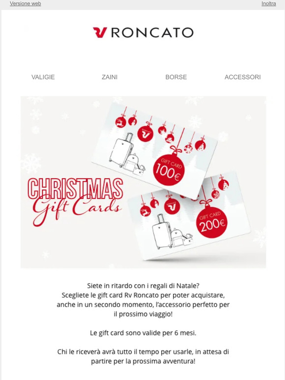 Regala una gift card Roncato!