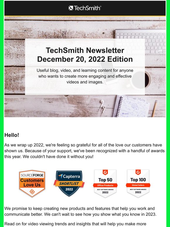 TechSmith News: 2022 Wrap Up, Video Trends You Need to Know, Make a How-To Video, & MORE!