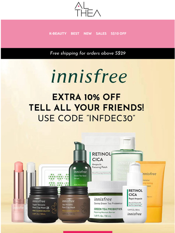 🌿 Extra 10% Off Innisfree