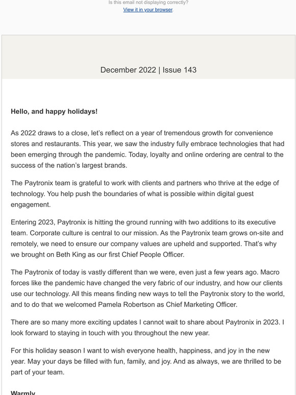 Paytronix December Newsletter: Happy Holidays!