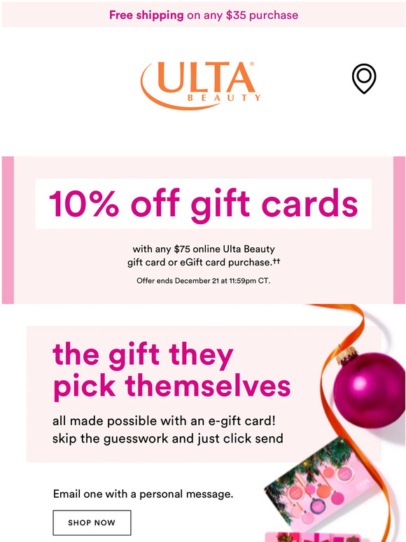 Ulta Beauty 10 off any 75 online Ulta Beauty gift card purchase 💝