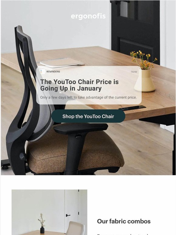 Reminder: Pricing Update for the YouToo Chair