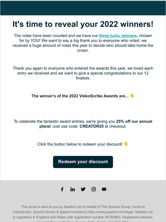 Drumroll please! The VideoScribe Award winners have been chosen, —!