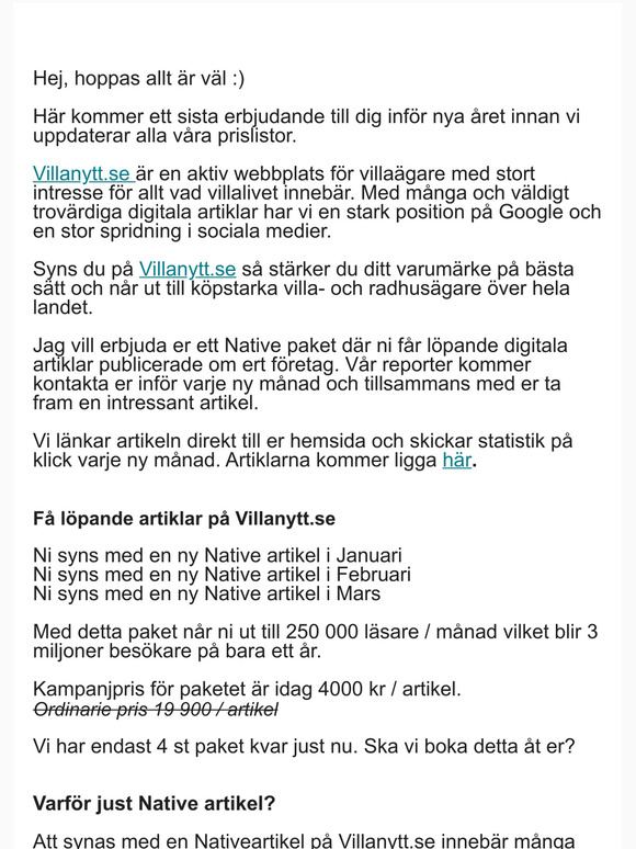 Julerbjudande om tre Native artiklar