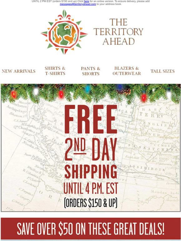 Territory Ahead: Free 2nd Day Shipping Milled Territory Ahead: Free 2nd Day Shipping Milled