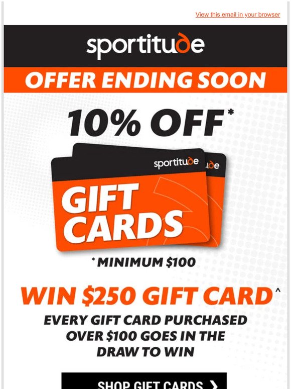 Last Chance for 10% Off Gift Cards