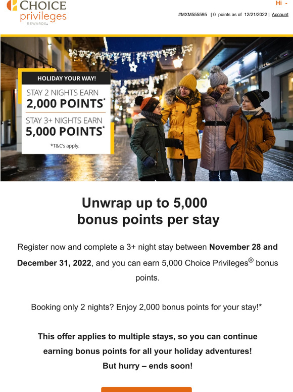 Choice Hotels It’s Your Last Chance to Unwrap Up to 5,000 Points Bonus