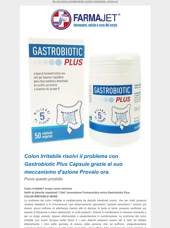 FarmaJet Colon Irritabile curalo con Gastrobiotic Plus Milled