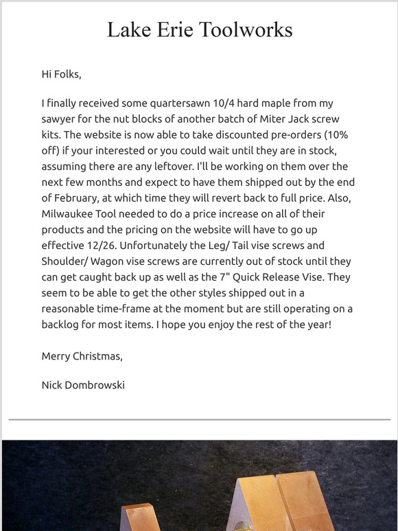 Miter Jack vise news and Milwaukee Tool price increase