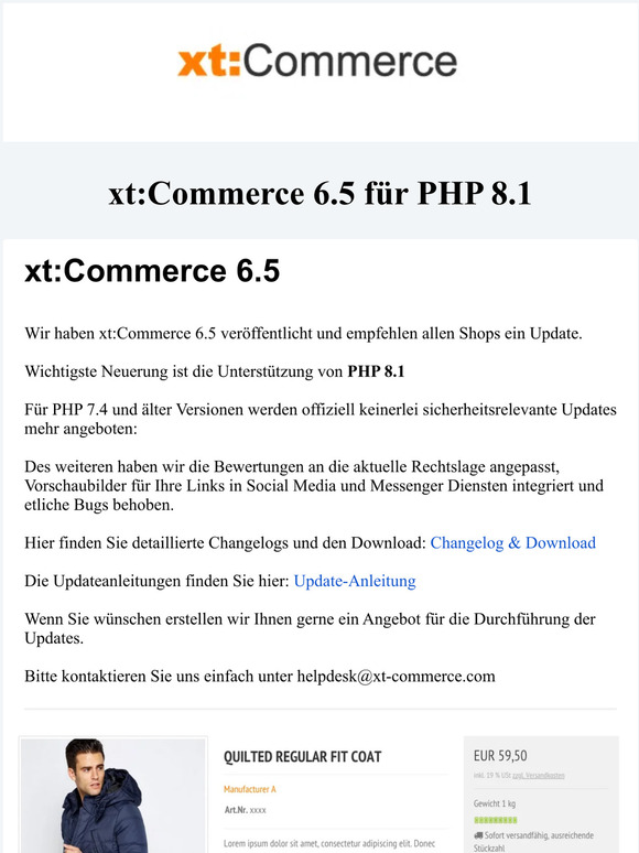 PHP 8.1 und Pay-Pal Checkout für xt:Commerce 6