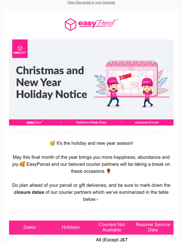 Easy Parcel [Holiday Notice] Merry Christmas & Happy New Year 2023! Milled