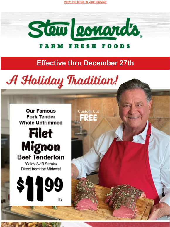 Stew Leonard's Gifts Weekly Specials Short Ribs, Strip Steak, Sirloin