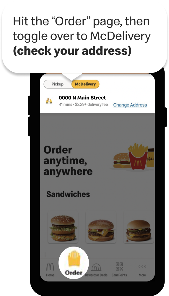 Hit the order page, then toggle over to McDelivery. Check your address.