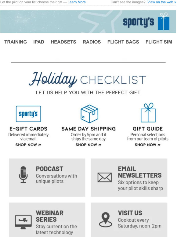 Sporty's Pilot Shop eGift Cards The Perfect Last Minute Gift Milled